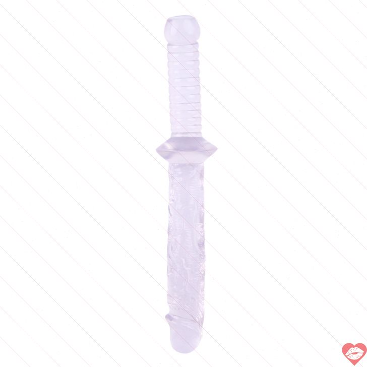 Dildo tay cầm 12 inch trong suốt gân thật cực to 