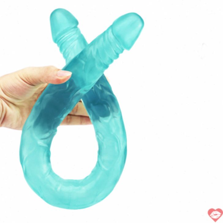 Dildo Đôi Xanh 22 Inch PVC Chống Nước Đầy Đặn 