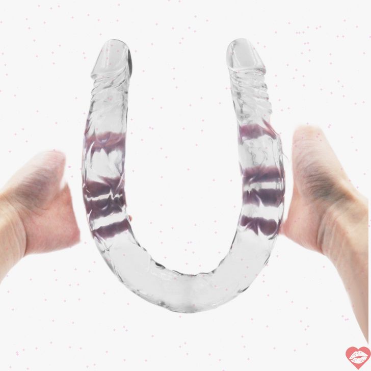 Dildo đôi jelly 21cm uốn cong chân thực mãnh liệt 
