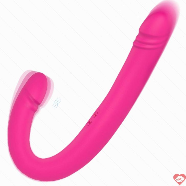 Dildo 2 Đầu Fake 43cm Hồng Dao Động Lesbian 