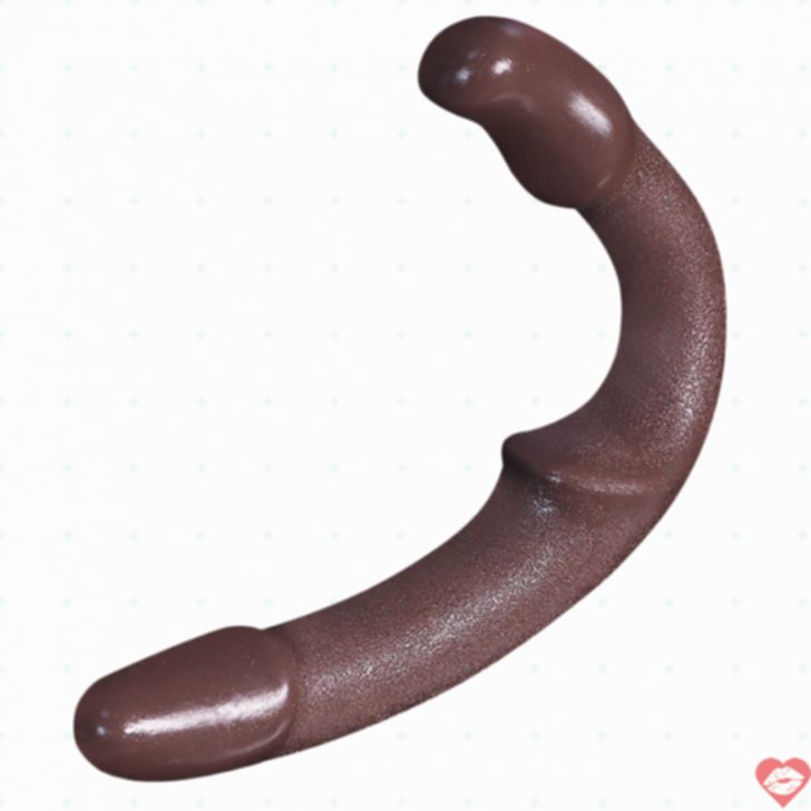 Dildo Strapless 12inch Nâu Mềm Cong Gợi Cảm Đôi 