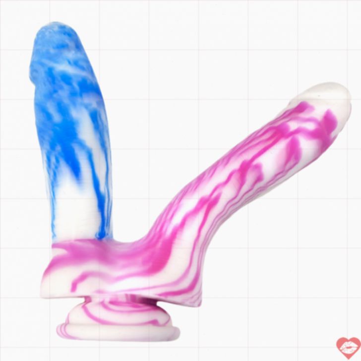 Dildo Đôi Silicone Marble Hồng Xanh Nhân Đôi 