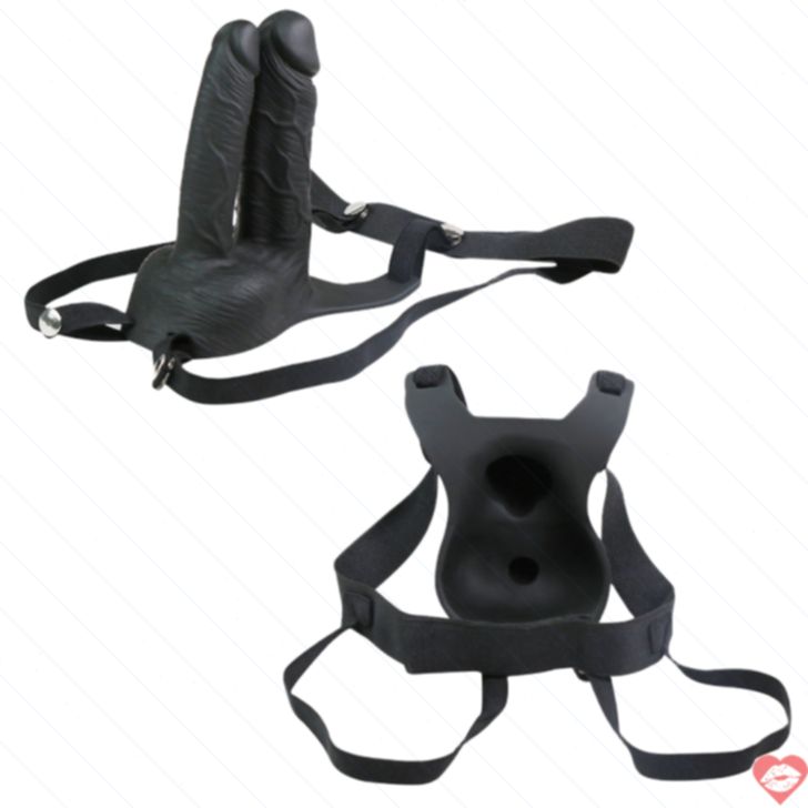 Strap On Hollow Rung Đâm Đôi Dildo Sâu 