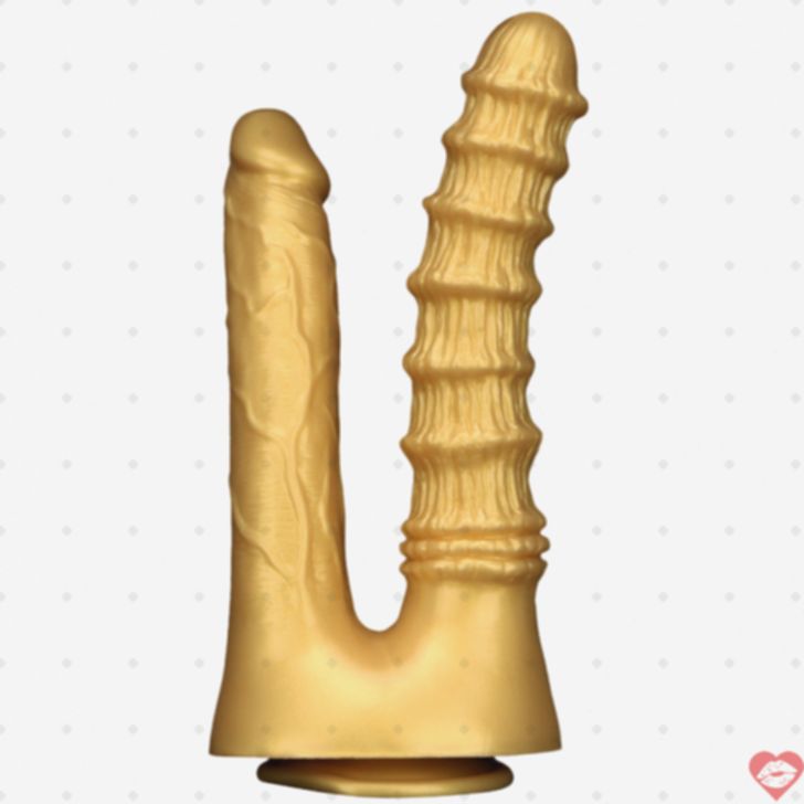 Gold Ringed Dildo Đôi Vàng Silicone Thâm Nhập Lấp Lánh 