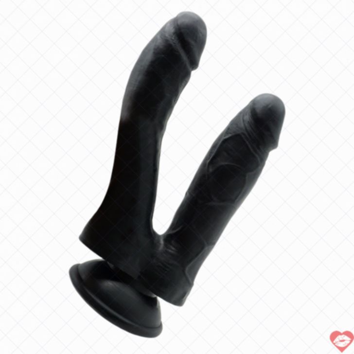 Đồ Chơi Kép Đen 17cm Thâm Nhập Đôi Siêu Thực 