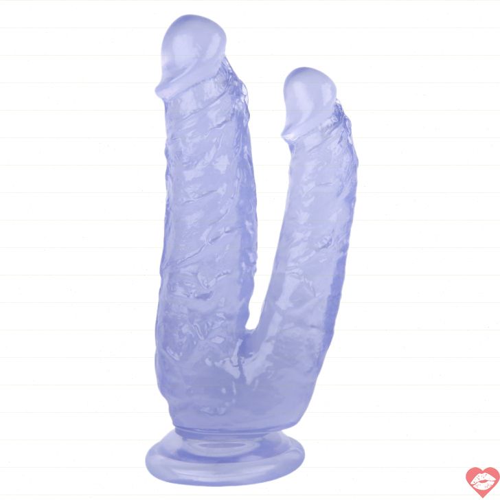 Dildo Đôi Blue Jelly Xuyên Thấu Siêu Mềm Khoái Cảm Kép 