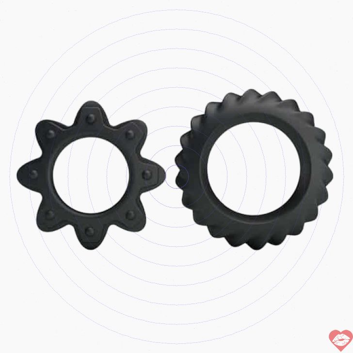 Baile Ring Flowering set vòng dương vật đen silicone 2 size