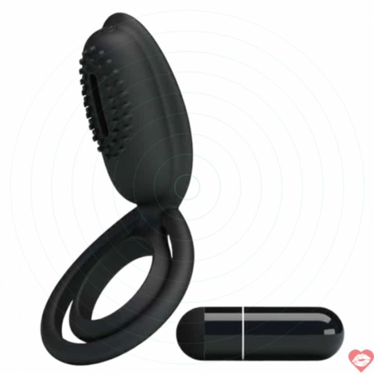 Pretty Love Esther Cock Ring Clit Stim Đen