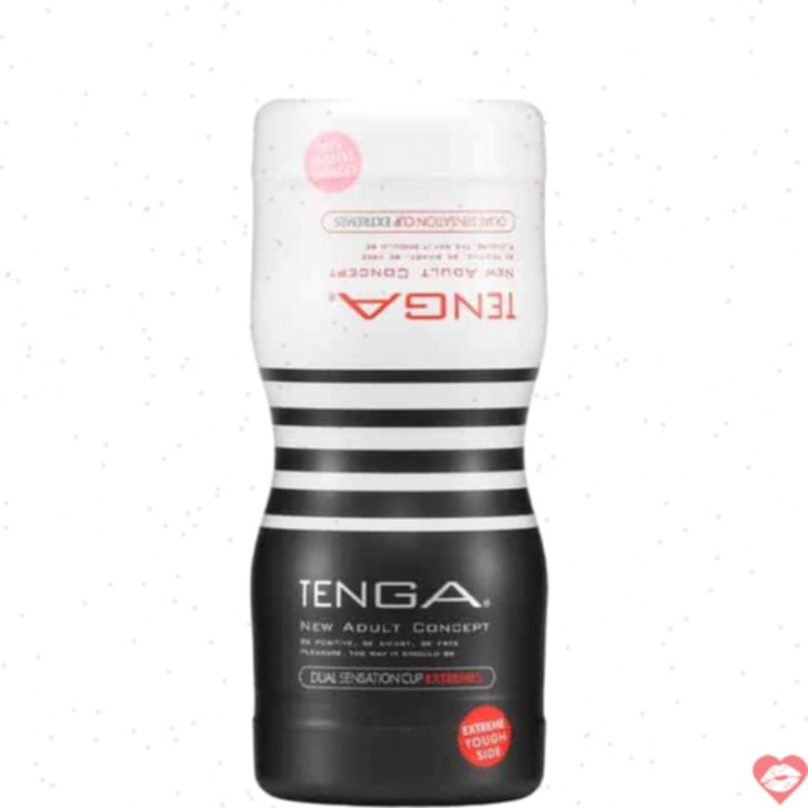 Tenga Dual Cup Extremes Đen Trắng Siêu Thực 2 Lỗ