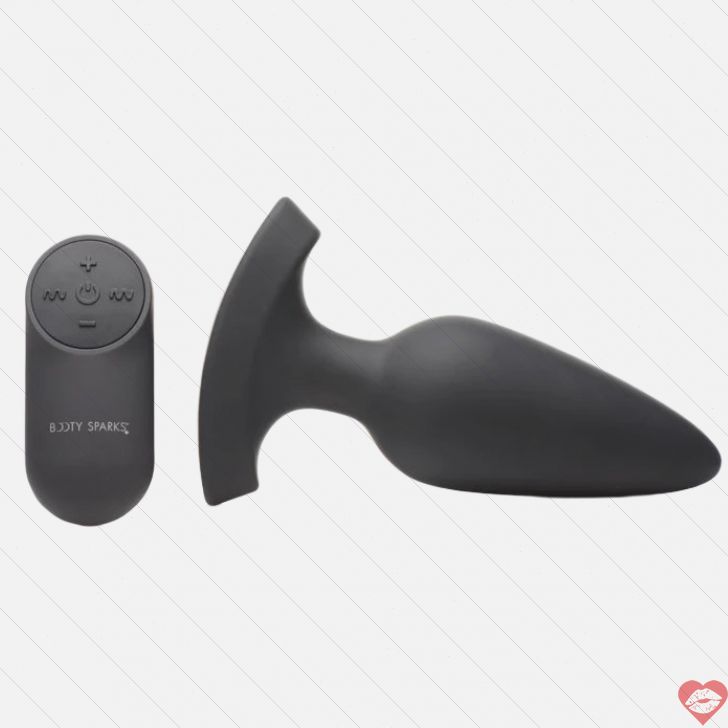 Plug hậu môn Booty Sparks tim laser rung remote lấp lánh 