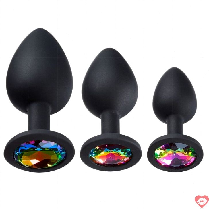 Cloud 9 Anal Plug Đen Silicone Lớn Lấp Lánh Người Mới 