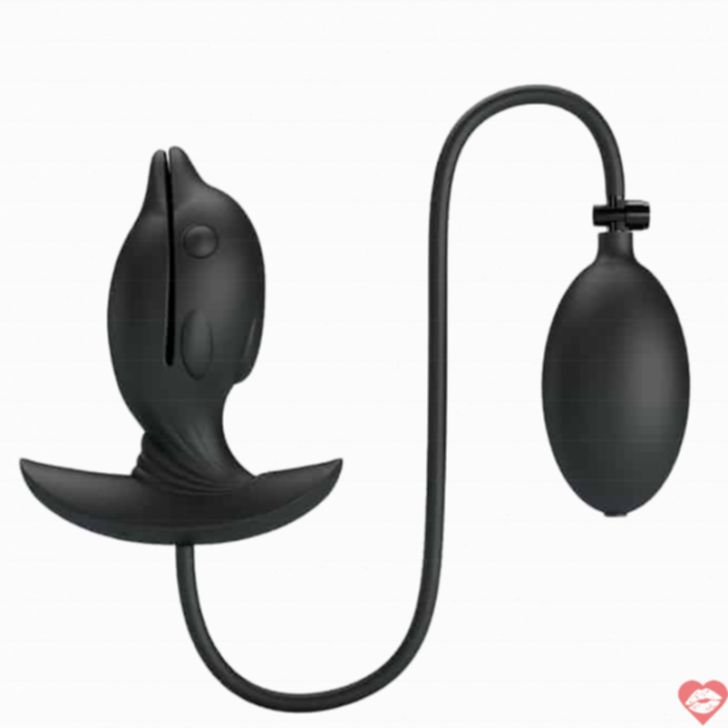 Pretty Love Hanson Plug Đít Bơm Phồng Đen 4.1cm Rung Mạnh