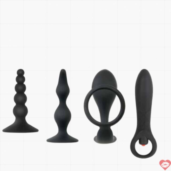 Evolved Prostate Set Đen Silicone 4 Cấp Độ