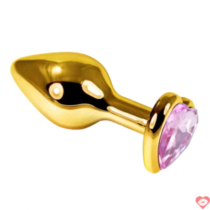 Butt Plug Tim Vàng Crystal Hồng LoveToys Sang Trọng