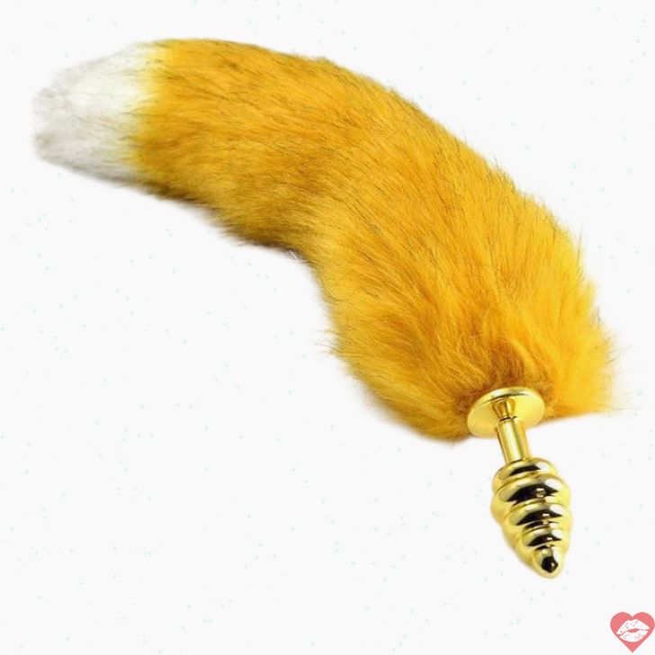 LoveToys Butt Plug Gold S Fox Tail Ribbed Vàng