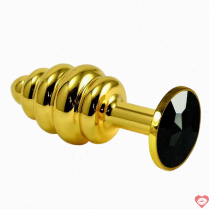 Pờn hậu LoveToys kim loại nạm đá đen vàng 8cm sang chảnh