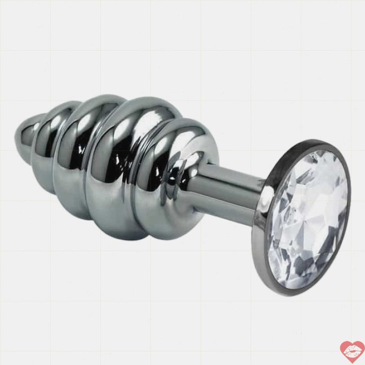 Nút hậu môn gân kim loại LoveToys S pha lê trắng sang chảnh