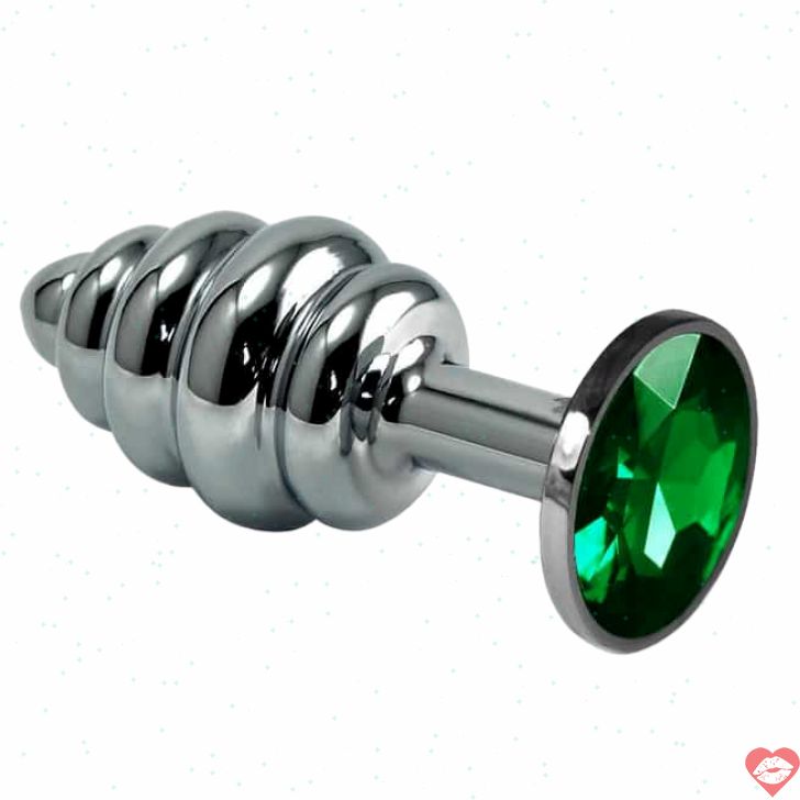 Butt Plug LoveToys Rãnh Sâu Kim Cương Xanh 3cm Kim Loại