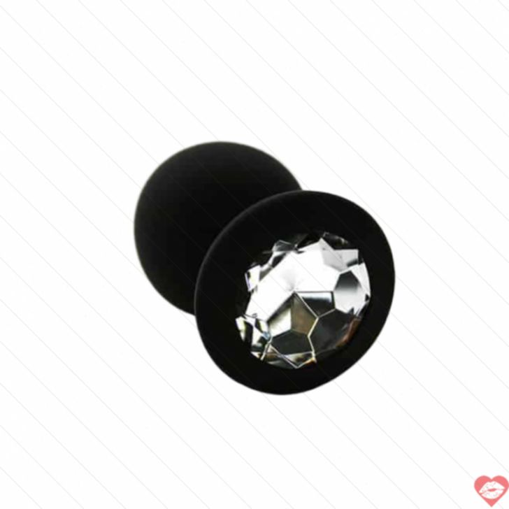 Kanikule Plug Đít Silicone Đen Crystal M 7cm