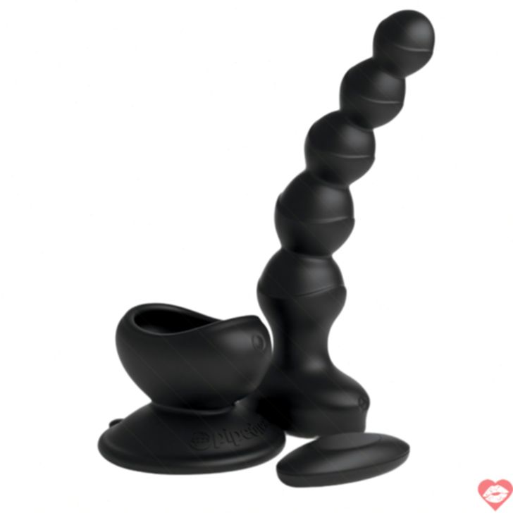 3Some hậu môn chuỗi rung đế hút đen 16.8cm waterproof