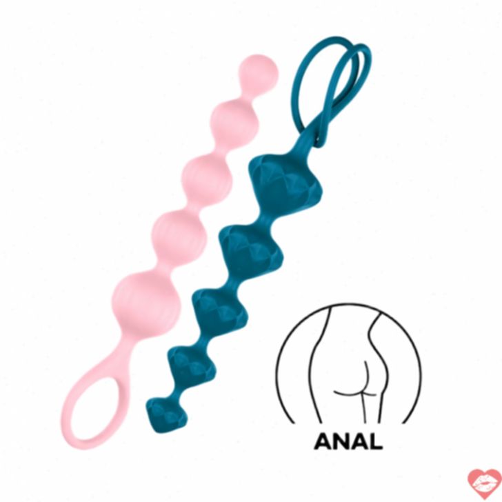 Satisfyer Love Beads Silicone 20cm Nam Tròn Mịn Thử Nghiệm Sâu