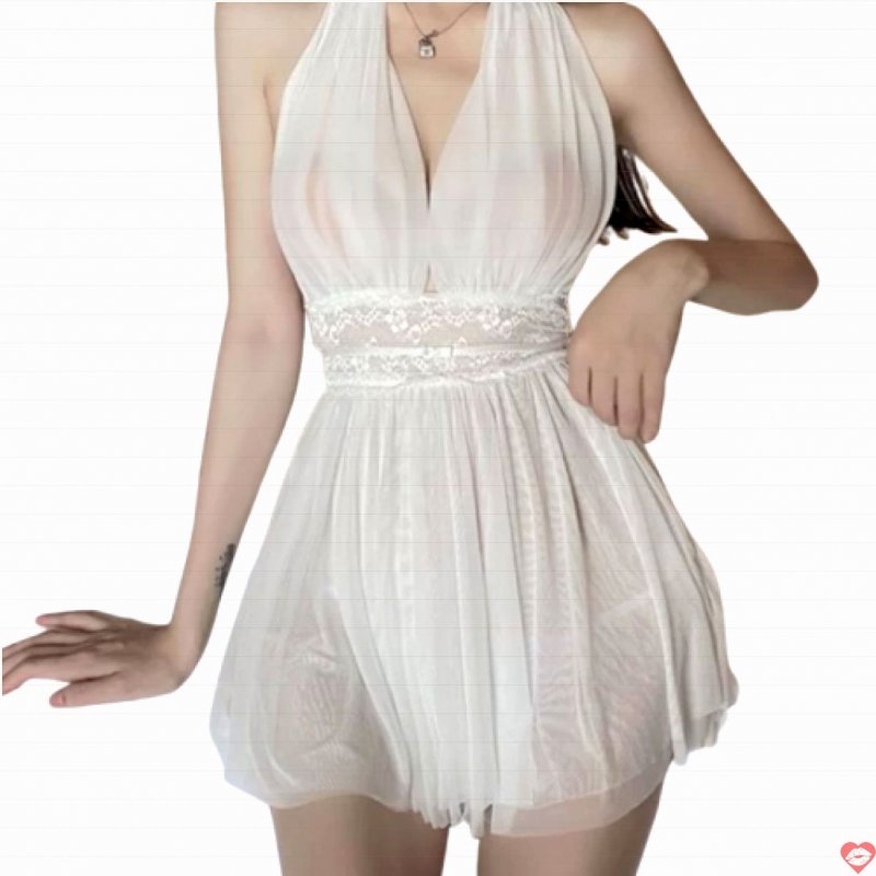 Đầm ngủ voan trắng tiểu thư mềm mại thoáng mát DN11 