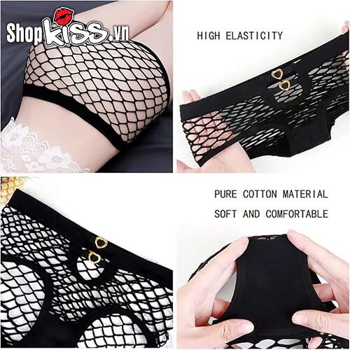 Quần lót nữ lưới cá tính màu đen size M siêu quyến rũ