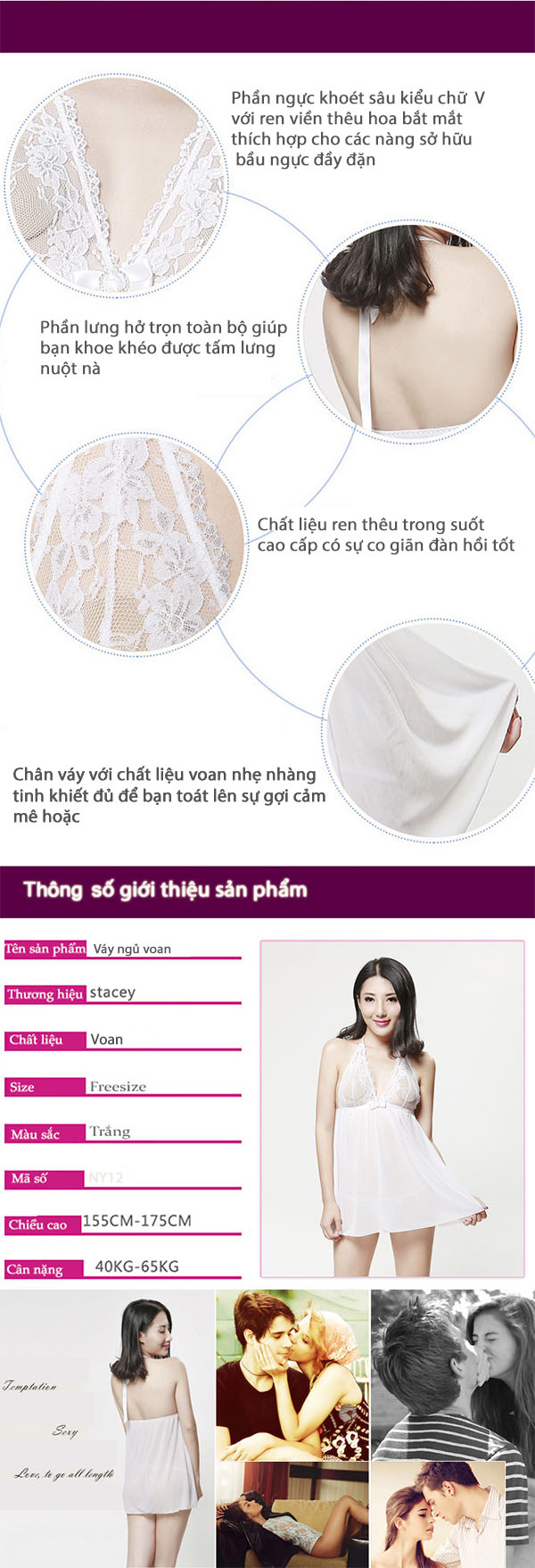Cửa hàng bán Váy ngủ voan trắng nhẹ nhàng gơi cảm  mới nhất