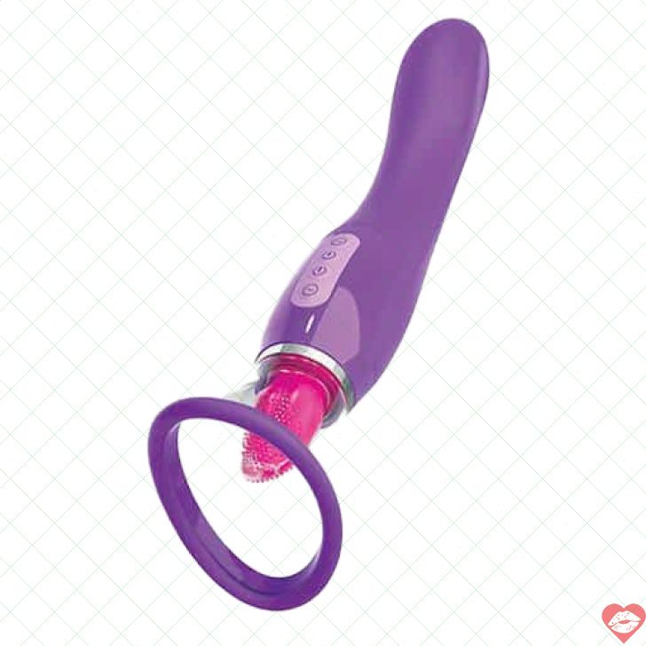 PipeDream Fantasy Her Tím 25cm Dual Vibro Bơm Lưỡi 