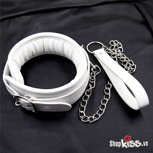 Bỏ sỉ Dụng cụ bạo dâm xích cổ da màu trắng có đệm êm  hàng mới về
