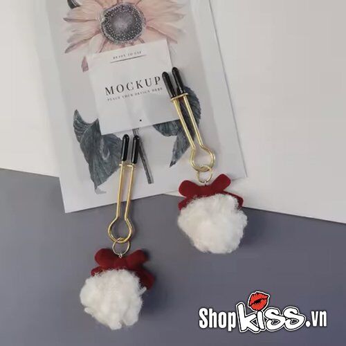 Bộ kẹp vú họa tiết nơ cục bông siêu đáng yêu phong cách mới