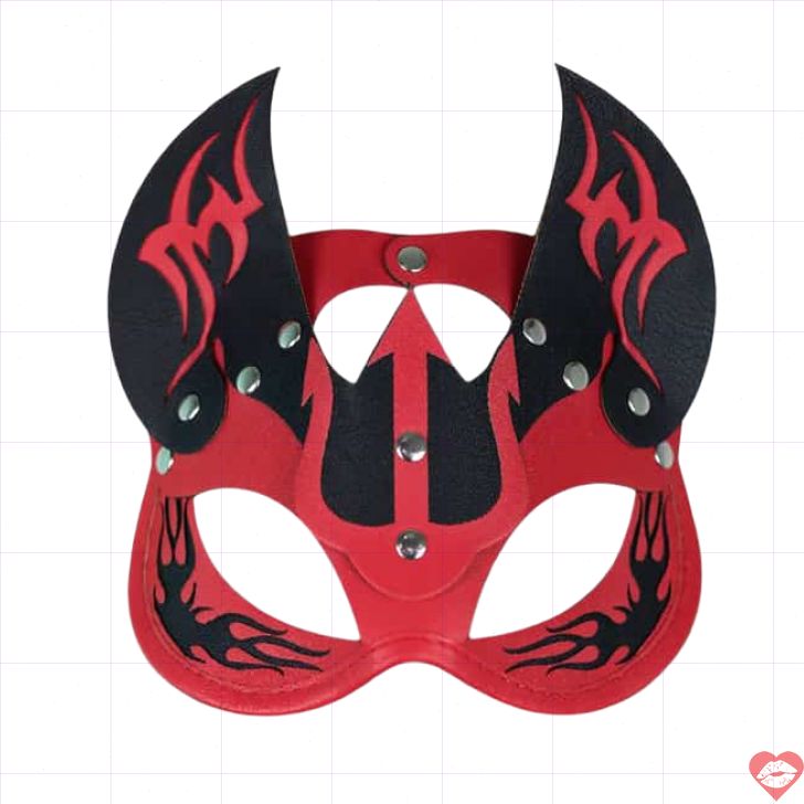 Máscara LoveToy quỷ cái đỏ đen da giả sexy Halloween