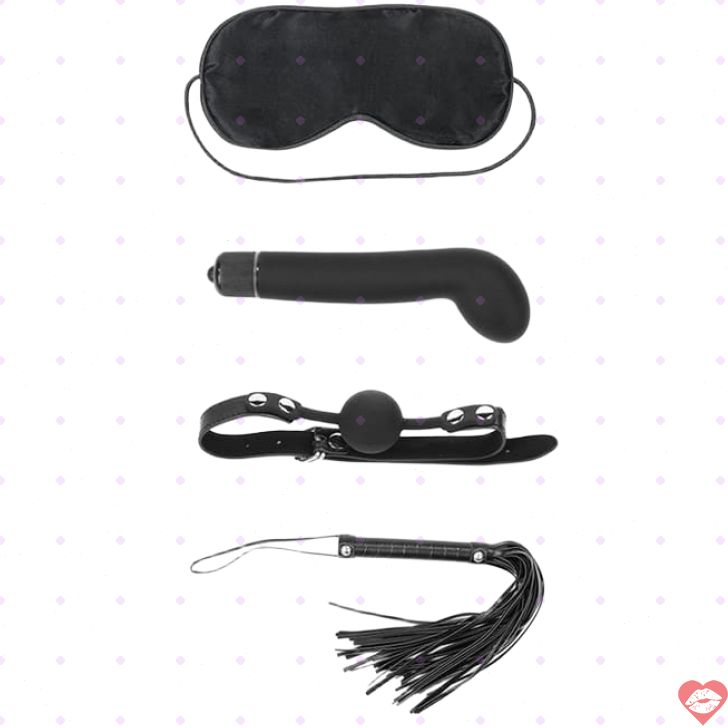 LoveToy Deluxe BDSM Kit 4 món da giả rung kẹp miệng