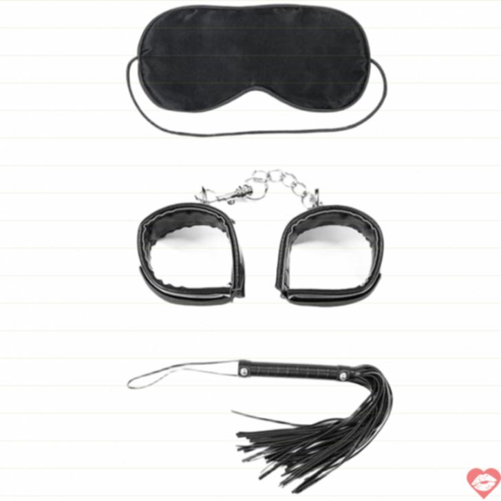 LoveToy BDSM Kit 3 Món Đen Roi Trói Cao Cấp