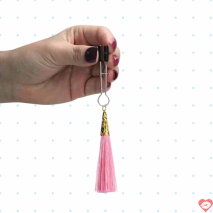 Kẹp Vú Lông Hồng LoveToy Bạc Dài 14cm