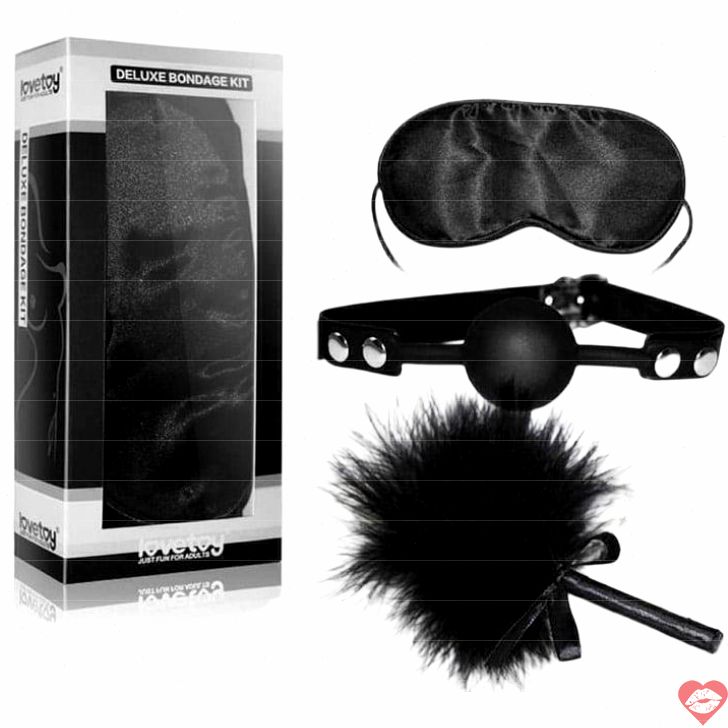 Bộ LoveToy Đen Mặt Nạ Gag Lông Quyến Rũ