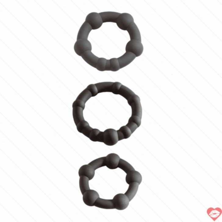 Malesation Pearl Cock Ring Đen Silicone Giữ Cứng Đức 