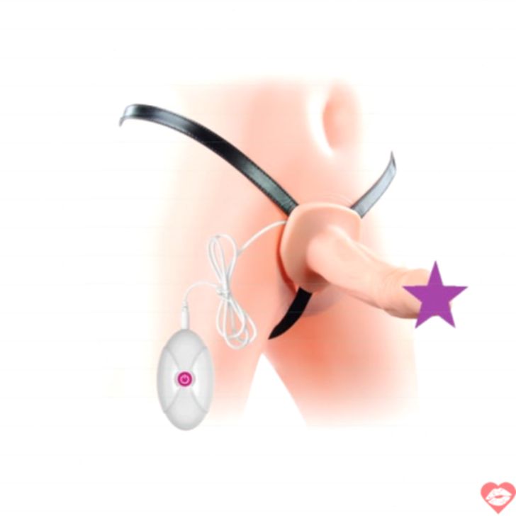 Hollow Strap-on 6.5” Vibration Unisex Linh Hoạt 