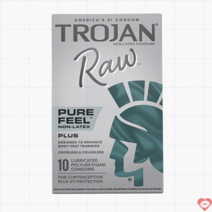 Trojan Raw Pure Feel Bao Cao Su Mỏng Không Latex Thoải Mái 