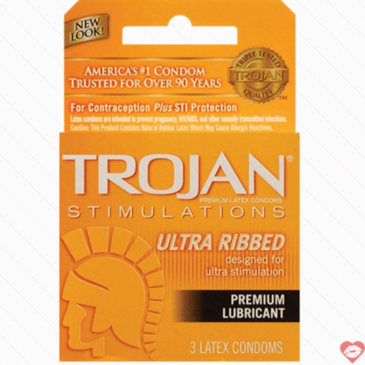 Trojan Ribbed Ultra Bao Su Gân 3 Gói Kích Thích Sâu 