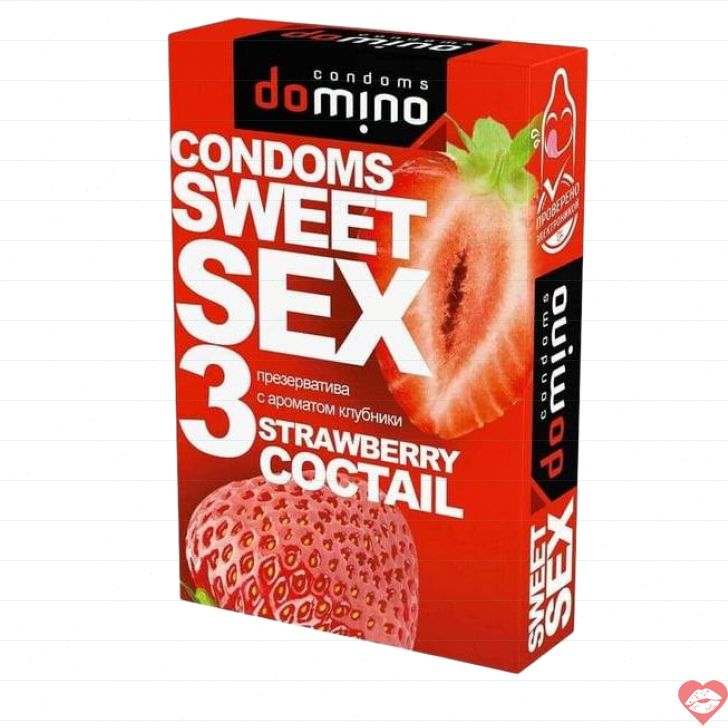Domino Sweet Sex Bao Cao Su Dâu 3 Cái Oral Fun 