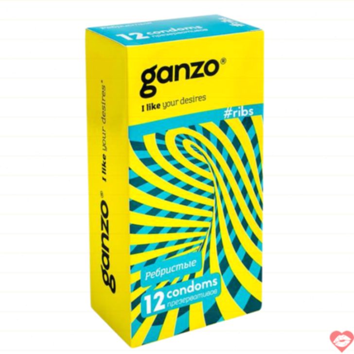 Ganzo Ribbed Condoms 12pcs Gân Nổi Kích Thích Mạnh 