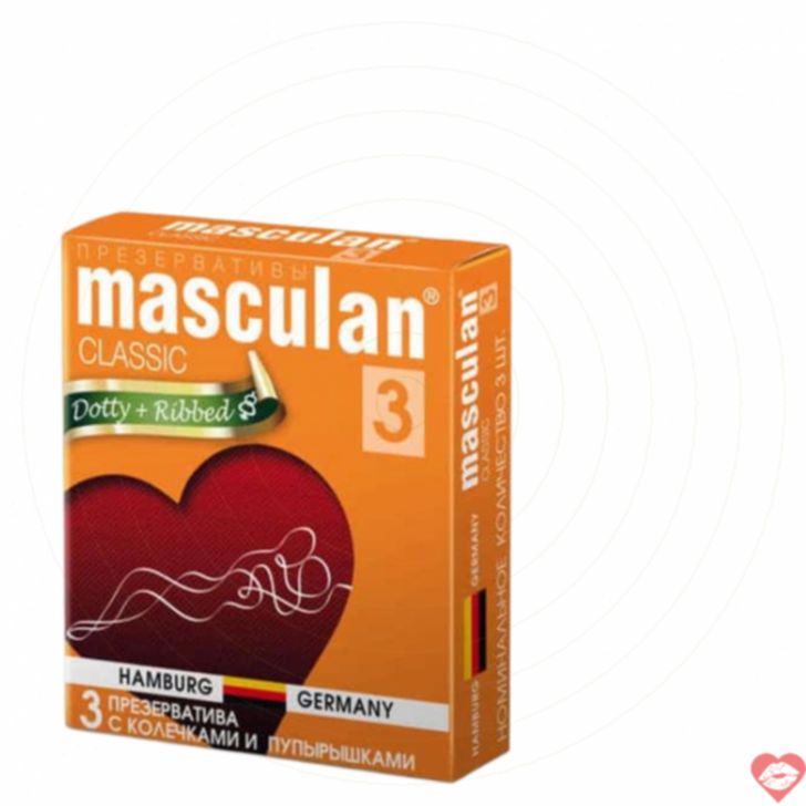 Masculan Dotty Ribbed Bao Gợn Sóng 3 Viên Thú Vị 