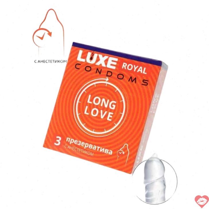 Prezervatyv Luxe Royal Long Love 3pc 18cm Trì Hoãn Dài Lâu 