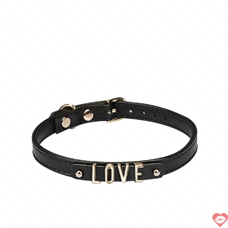 Collar Liebe Seele Đen BDSM Chữ Nhật Sang Tối 