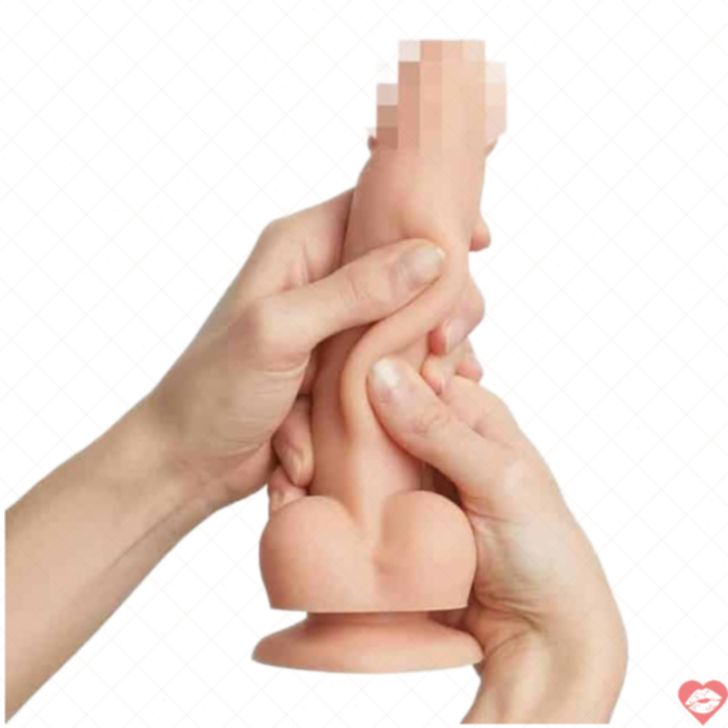 Strap-on Sliding Skin Dildo 18cm Silicone Thật tế