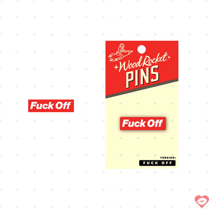 Pin Fuck Off Wood Rocket Xanh Đỏ Cá Tính Thách Thức 