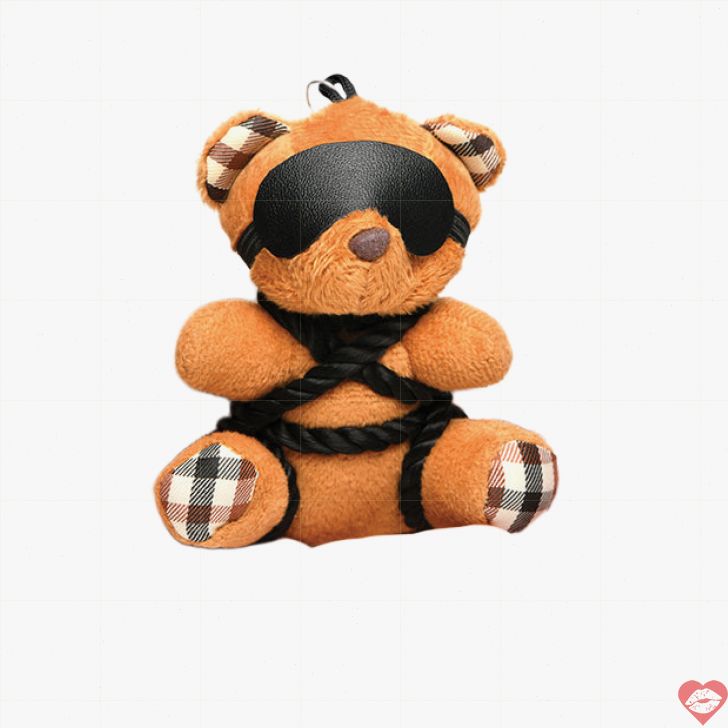 Master Bound Teddy Bear khóa tay móc khóa BDSM dễ thương 
