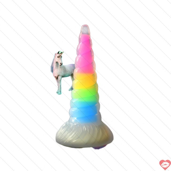 Dildo silicone Uni-Glow cầu vồng phát sáng nhập môn thú vị