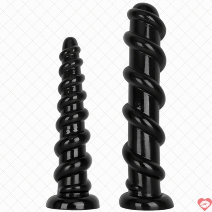 Black Spiral Dildo Sọc Xoắn Dày 13